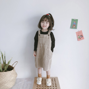2023春秋韩国女童宝宝，洋气时尚舒适灯芯绒背带，裙儿童连体背带裙潮