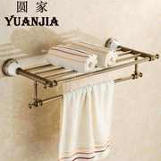 五金复古毛巾架欧式仿古陶瓷，浴巾架浴室，挂件组合全铜青花瓷套装