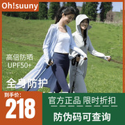 ohsunny女神防晒衣原纱加长款，透气防晒服户外防紫外线风衣外套薄