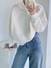 白色运动宽松卫衣女2023韩国春秋设计感小众蝙蝠袖连帽外套潮