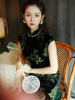 丝绒旗袍2024年复古中国风改良版修身长款显瘦性感连衣裙秋季