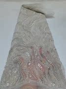 lace春夏欧美重工钉珠亮片绣花布清新植物花型礼服女装蕾丝面料