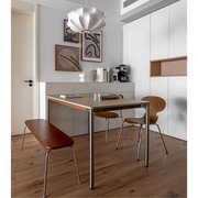 北欧实木岩板餐桌组合家用小户型椅子现代简约轻奢长方形原木饭桌