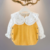 女宝宝春秋装长袖衬衫0-1-2-3岁女童衬衫+针织马甲两件套婴儿秋装