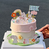 儿童生日蛋糕装饰品可爱小兔子，卡通插牌生日快乐韩式烘焙插件
