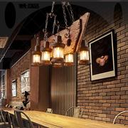 美式复古工风餐厅啡店船木台装饰吊灯创意，吧饭店包厢怀咖旧业灯具