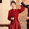 新中式马面裙敬酒服搭配的红色秀禾服套装日常可穿回门新娘礼服裙