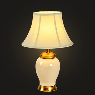卡信之光美式轻奢全铜台灯客厅卧室床头灯，现代简约欧式陶瓷台灯