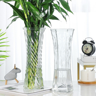 玻璃花瓶透明水养富贵竹百合花瓶，摆件客厅插花干花北欧家用特大号