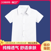 儿童白衬衫男童短袖纯棉白色衬衣夏季薄款小学生校服班服表演出服