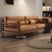 新中式全实木沙发客厅直排小户型冬夏两用沙发黑胡桃实木现代家具