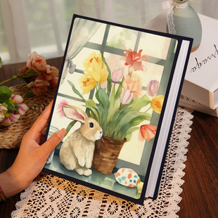 油画兔子大容量家庭插页相册本儿童宝宝成长记录册5寸67照片收纳