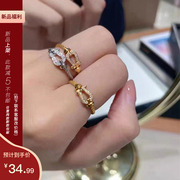 原创定制韩国欧美个性简约金属夸张食指微镶马蹄戒指饰品女指环