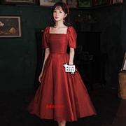 红色敬酒服2024新娘在逃公主风声乐艺考法式晚礼服订婚连衣裙