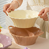 奶油风双耳面碗家用陶瓷汤盆水果，沙拉碗螺蛳，粉碗吃泡面拉面碗ins