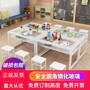 幼儿园桌椅画室培训桌子儿童，课桌椅手工桌，玻璃美术桌绘画桌托管班