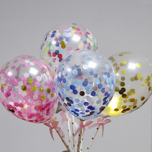 纸屑亮片气球蛋糕装饰插牌公主派对甜品台插件蝴蝶结生日气球装扮