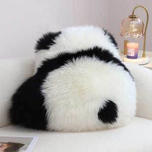 熊猫网红花花同款背影，靠垫沙发玩偶羊毛抱枕大靠枕，长毛绒靠背坐垫