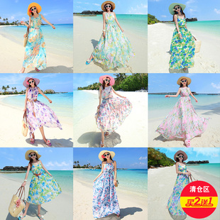 买2送1沙滩裙女海边度假三亚泰国普吉岛长裙，雪纺仙女裙子连衣裙夏