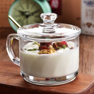 耐高温耐热高硼加厚玻璃杯早餐牛奶杯有盖家用水杯微波炉适用