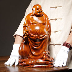 花梨木雕弥勒佛像摆件实木大号布袋笑佛家居客厅装饰红木工艺