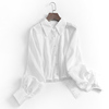x013纯色薄款宽松蝙蝠型长袖短款外穿防晒上衣，夏季百搭女衬衫