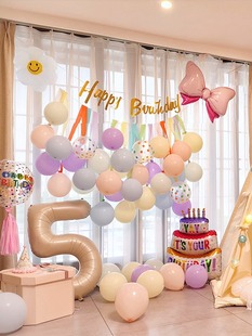 网红周岁生日气球场景布置装饰品儿童宝宝男孩女孩生日快乐背景墙