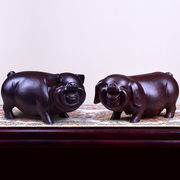 黑檀木雕招财猪摆件木头雕刻工艺品招财可爱对猪实木客厅小猪摆件