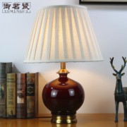 景德镇中式陶瓷台灯现代美式简约客厅书房卧室床头灯红色结婚家用