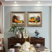 美式餐厅装饰画水果饭厅，挂画欧式静物，仿油画客厅背景墙正方形壁画