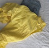 gw小众设计简约亚麻衬衫女2019夏款宽松百搭减龄柠檬黄色防晒上衣