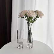 加厚气泡底直筒玻璃小花瓶透明插花简约创意，鲜花客厅餐桌摆件花器
