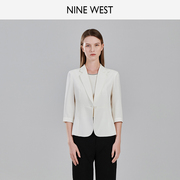 Nine West/玖熙2023春季西装外套女白色收腰通勤气质短款西服