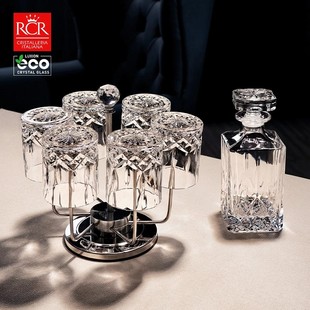 rcr进口水晶玻璃欧式威士忌，酒杯酒瓶家用啤酒杯子，带杯架送礼套装