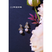 臻选珍珠耳环18k金时尚(金时尚，)耳钉高级感气质法式珍珠小灯泡复古百搭