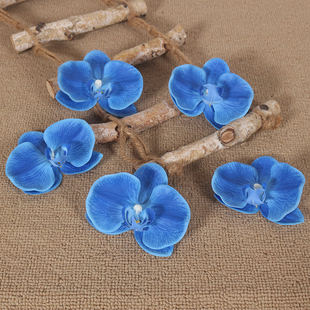 宝蓝色浅蓝色pu手感仿真蝴蝶兰，花头鞋子帽子，装饰搭配高品质假花朵