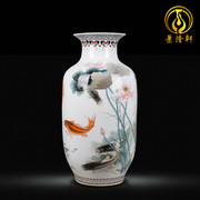 景德镇陶瓷器粉彩大号，花瓶连年有余新中式，客厅插花摆件家居装饰品