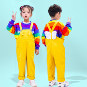 儿童演出服黄色小熊元旦幼儿园运动会服装彩色女童背带裤男童表演
