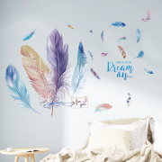 3D立体墙贴画床头房间卧室布置墙画羽毛贴纸墙上墙壁装饰墙纸自粘