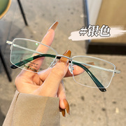 镜一商务半框眼镜架，男8816无磁钛近视眼镜框，超轻丹阳眼镜