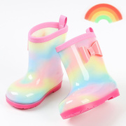 网红儿童雨鞋公主女幼儿园，宝宝防滑雨靴水鞋小孩加绒水靴可爱彩虹