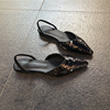 韩国东大门女鞋，2024春季黑ins淑女亮片，平底低跟尖头单鞋