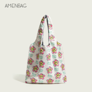 泰国单肩包双面潮牌花朵印花包购物袋环保袋手提包太阳花帆布包包