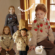 女童手工小众纯绵羊毛，针织开衫宝宝，秋冬洋气针织衫儿童毛衣外套