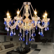蓝色吊灯欧式餐厅灯彩色水晶灯，客厅灯具卧室，创意ktv装饰网咖灯饰