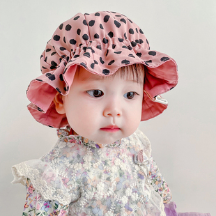 婴儿帽子春秋薄款公主风女宝宝，渔夫帽可爱洋气纯棉春夏女童遮阳帽