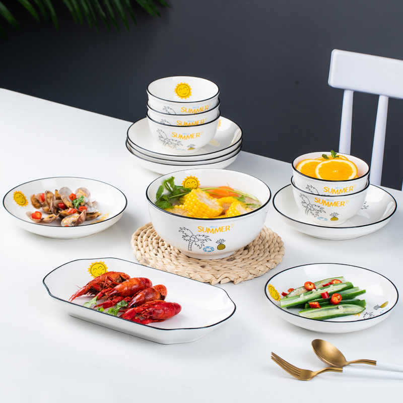 碗碟套装18件 家用组合中式简约陶瓷器餐具套装碗盘筷子