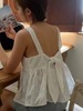 韩国chic夏季减龄复古小众设计感气质蝴蝶结雪纺衫露背吊带背心女