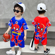 童装男童夏季套装2024蜘蛛侠短袖薄款儿童夏装中小童洋气两件套潮