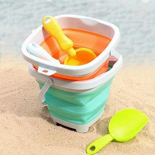 沙滩玩具可折叠便携儿童，水桶捞鱼螃蟹宝宝挖沙铲子玩水工具桶沙池